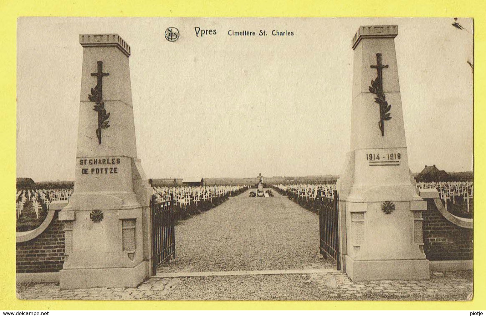 * Ieper - Ypres - Yper * (Nels, Série 19, Nr 62) Cimetière Saint Charles Potyze, Kerkhof, Cemetery, Guerre, War, Soldat - Ieper