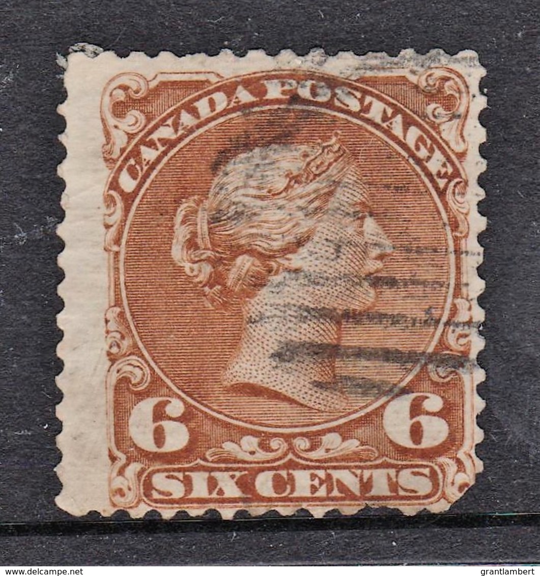 Canada 1868 Queen Victoria 6c Yellow-brown Used - SG 59b, Sc 27 - Used Stamps