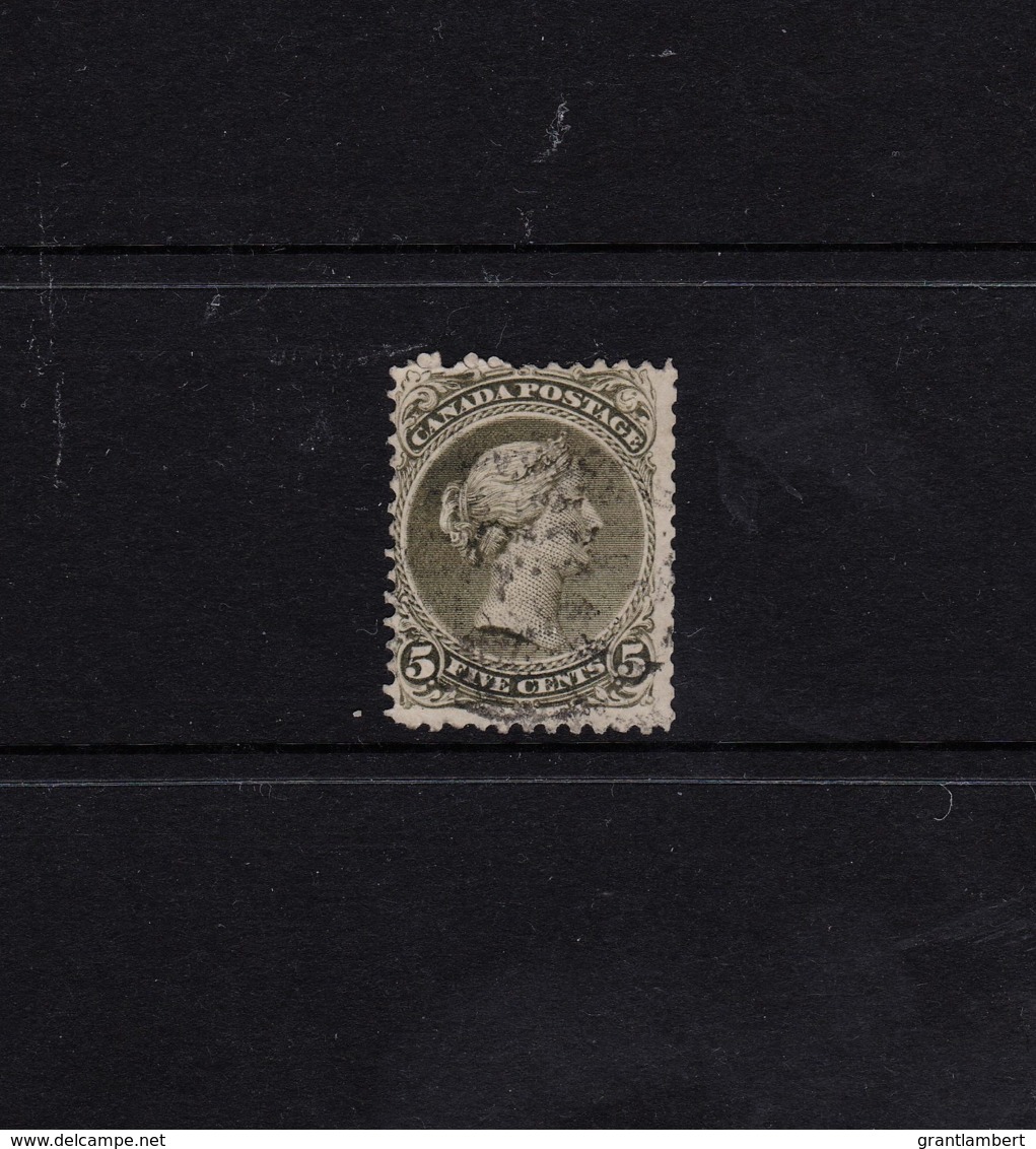 Canada 1868 Queen Victoria 5c Olive-green Used - SG 63a, Sc 26a, Perf 12 - Used Stamps