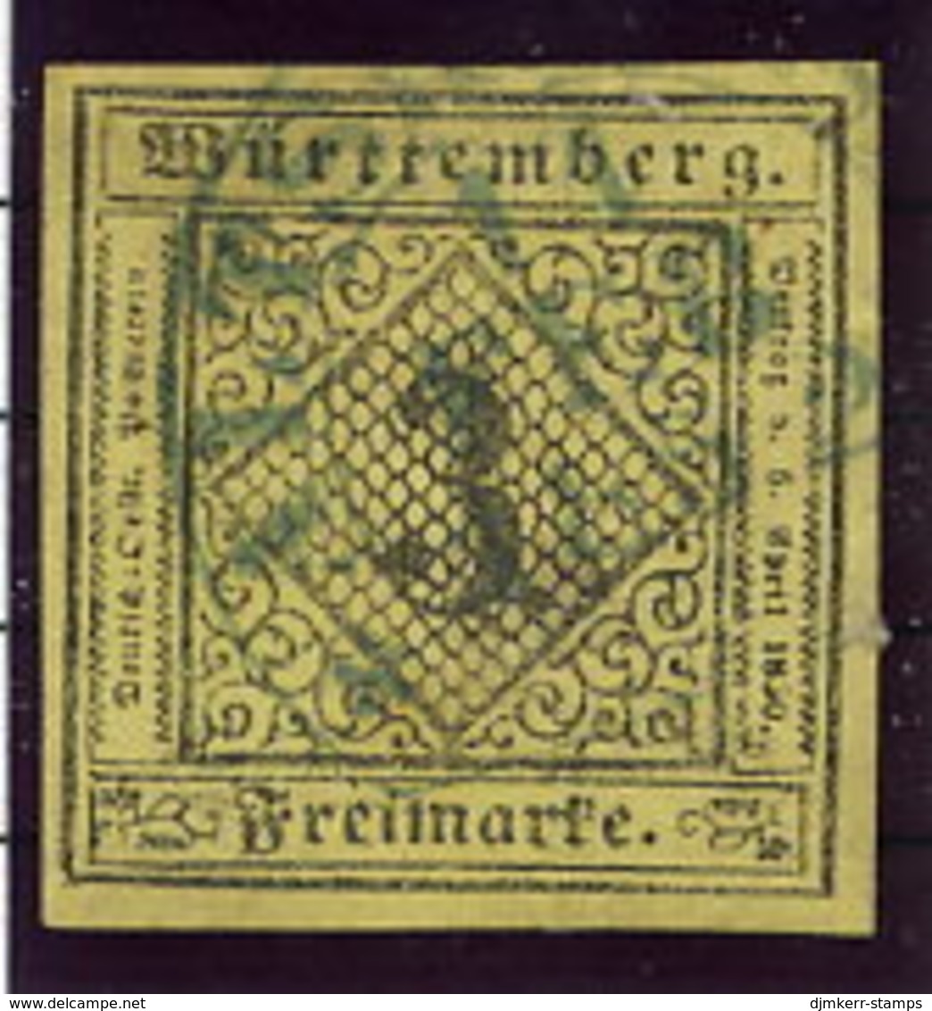 WURTTEMBERG 1851 3 Kr.. Used.  Michel 2 - Afgestempeld