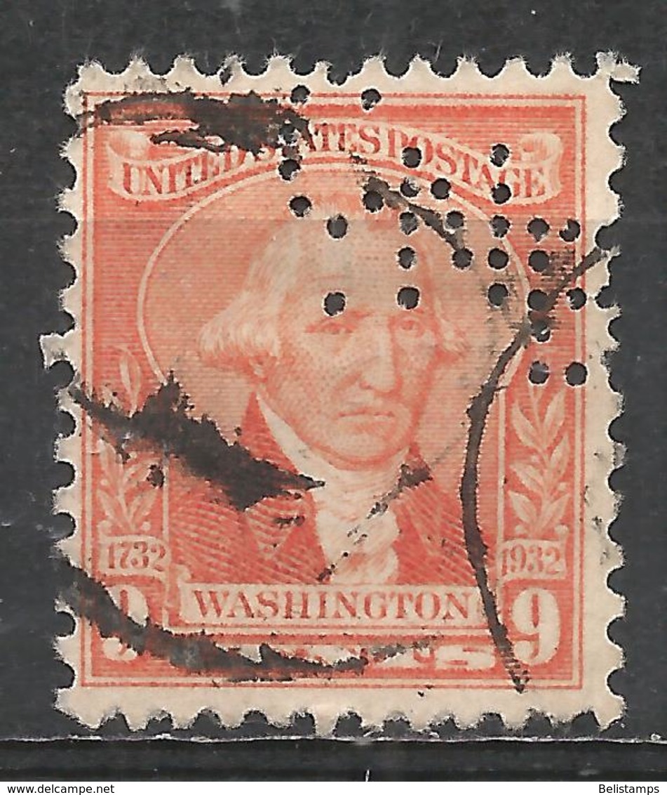 United States 1932. Scott #714 (U) George Washington * Perforated C N B - Zähnungen (Perfins)