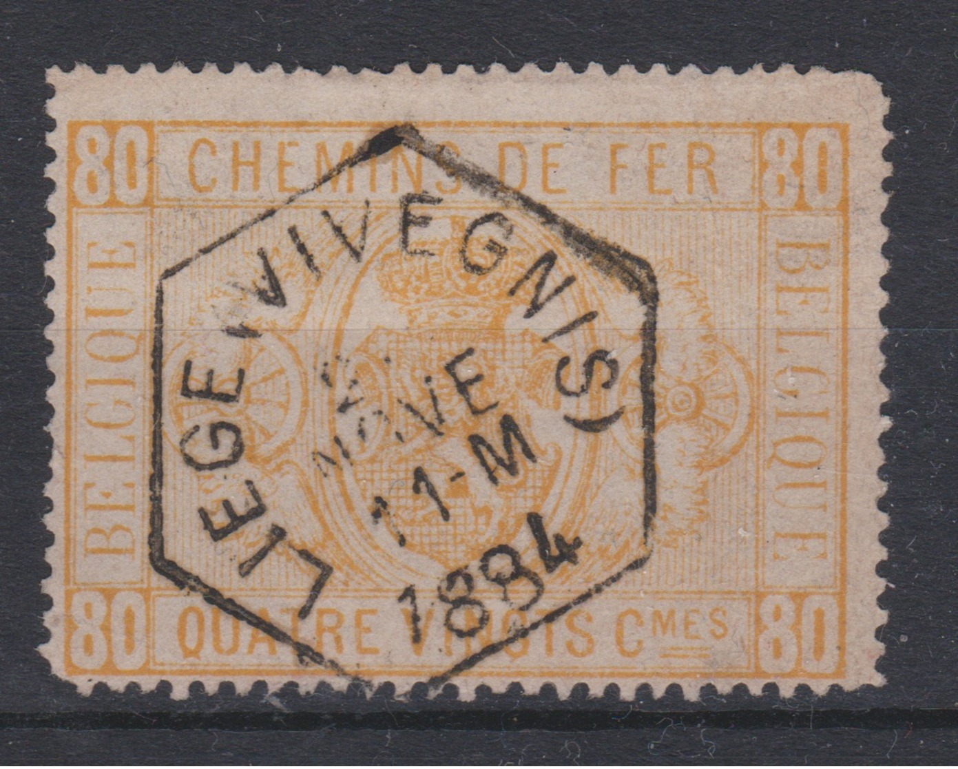 Belgique - 1879-82 - Obl. - COB TR5 - 80 C - Cachet LIEGE VIVEGNIS - 1884 -  Valeur 75 - Oblitérés