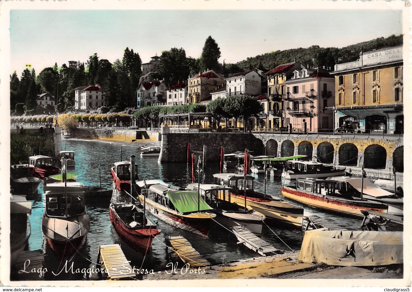 0402 "LAGO MAGGIORE - STRESA - IL PORTO" CART. ORIG. SPED. 1955 - Otros & Sin Clasificación