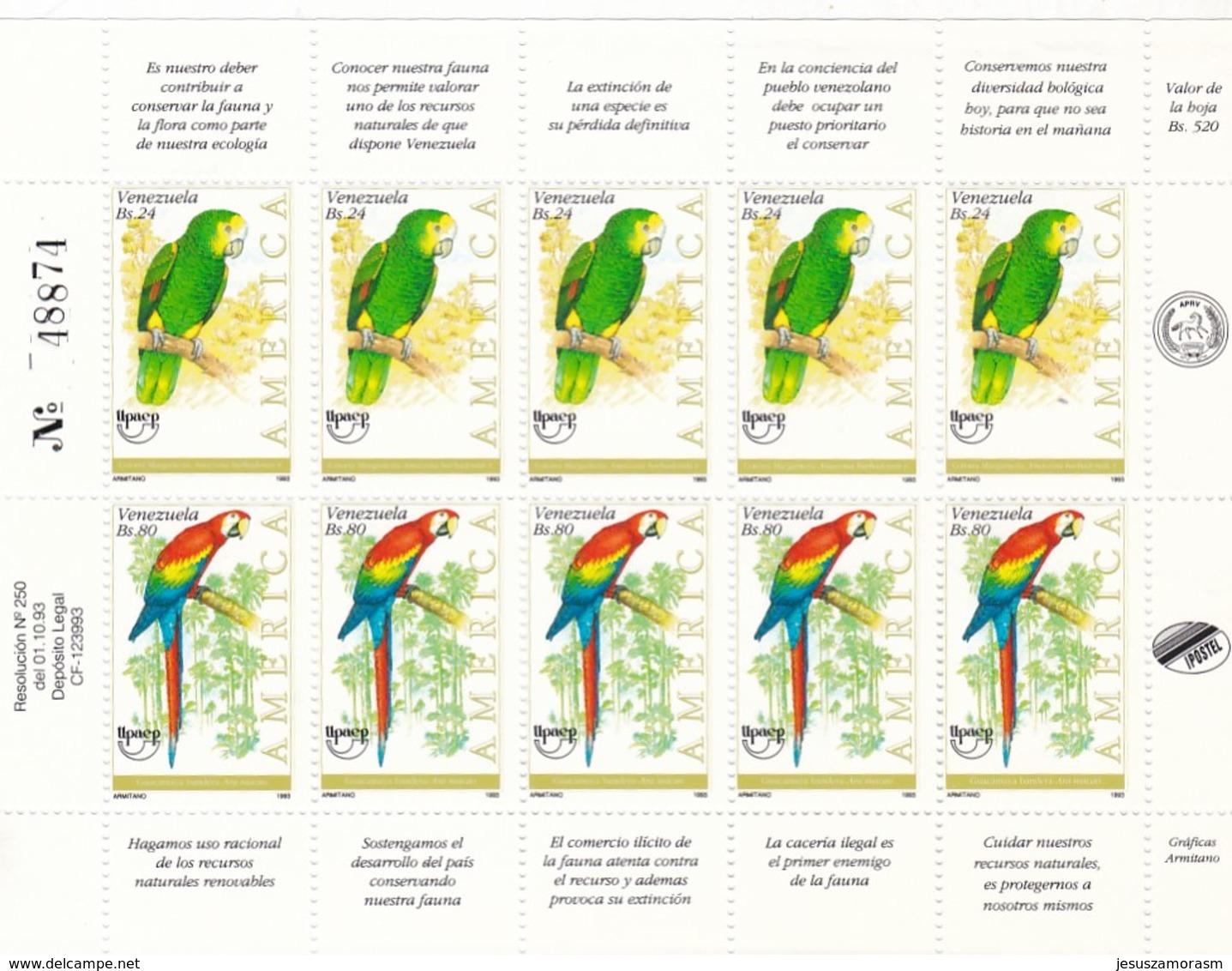 Venezuela Nº 1644 Al 1645 En Hoja De 5 Series - Venezuela