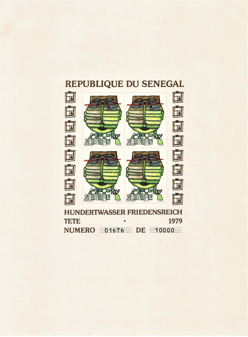 SENEGAL 1979 Tableaux F.HUNDERTWASSER Bloc 34-36 YVERT 524/26 03 Epreuves De Luxe Numérotées - Sénégal (1960-...)