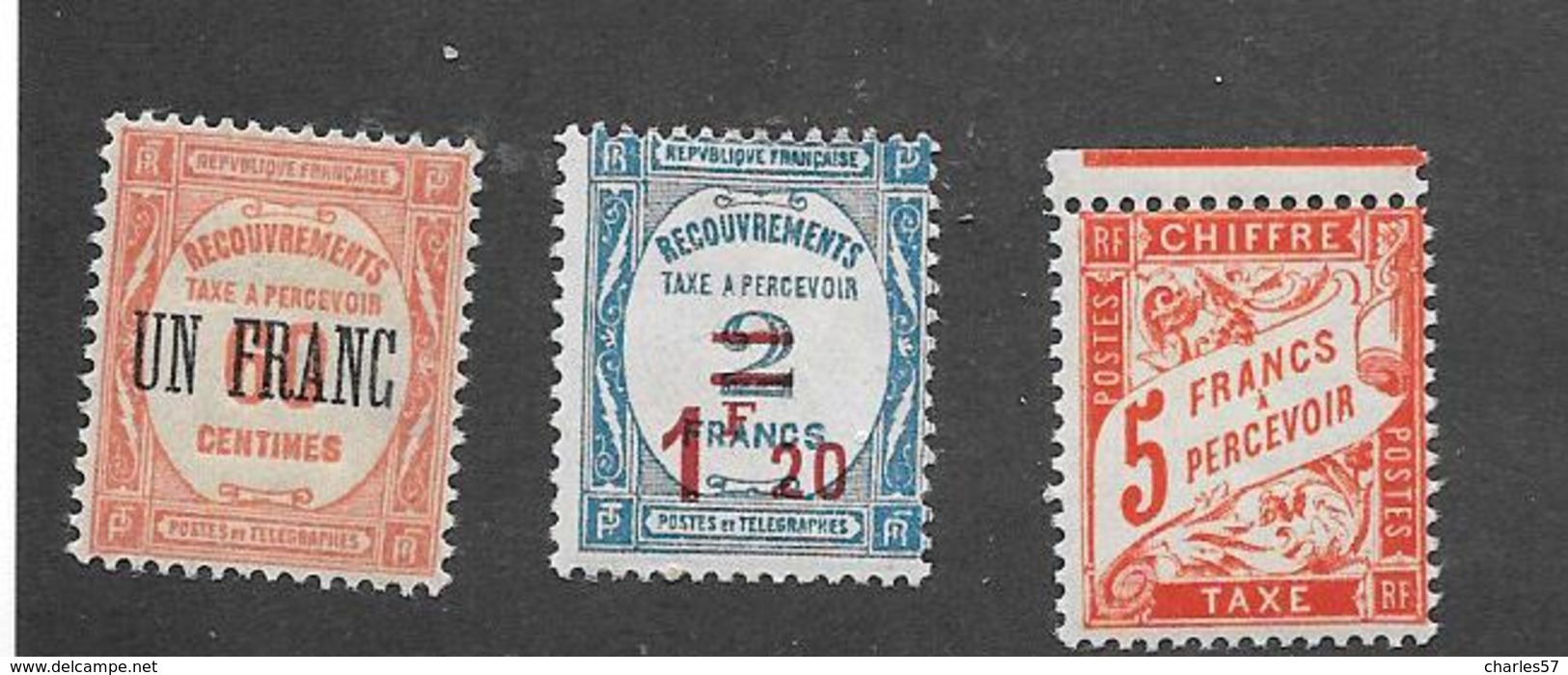 France: Timbres-taxe Neufs  N°63-64-* 66 **( - 1859-1959 Neufs