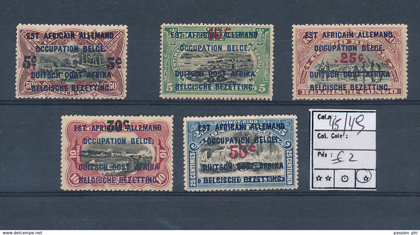 RUANDA URUNDI GEA  1922 ISSUE COB 45/49 LH - Unused Stamps