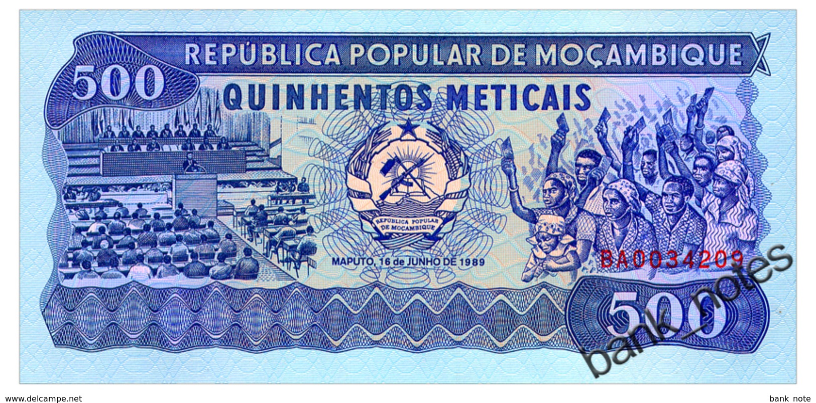 MOZAMBIQUE 500 METICAIS 1989 Pick 131c Unc - Mozambique