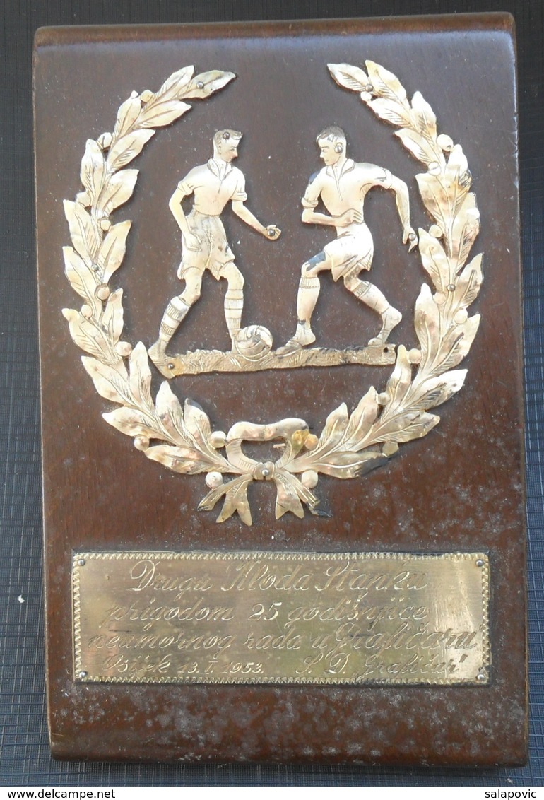 PLAQUE FOOTBALL SD GRAFICAR OSIJEK 1953 - Other & Unclassified