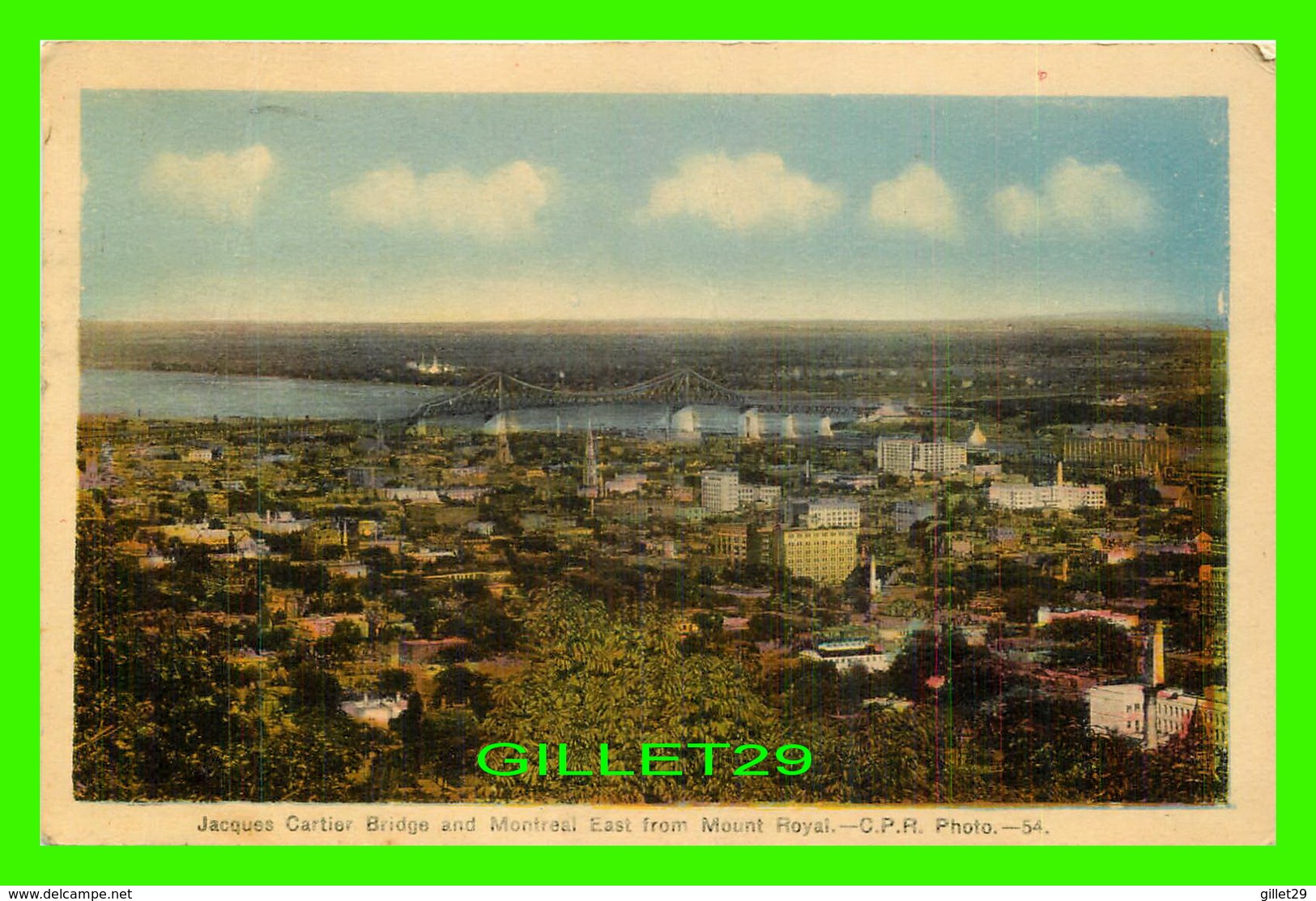 MONTRÉAL, QUÉBEC - JACQUES CARTIER BRIDGE & MONTREAL EAST FROM MOUNT ROYAL - C.P.R. PHOTO - PECO - TRAVEL IN 1944 - - Montreal