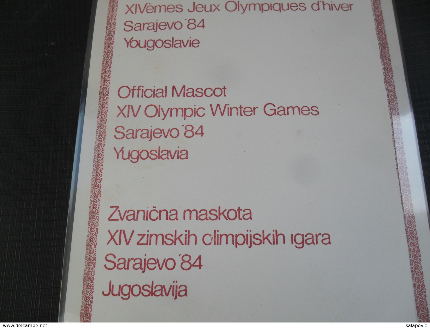 XIV WINTER OLYMPIC SARAJEVO 1984 - VUCKO Mascote TERMOMETER  PLIM - Uniformes Recordatorios & Misc