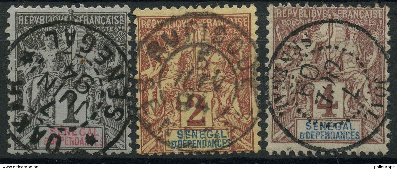 Sénégal (1887) N 8 à 10 (o) - Oblitérés