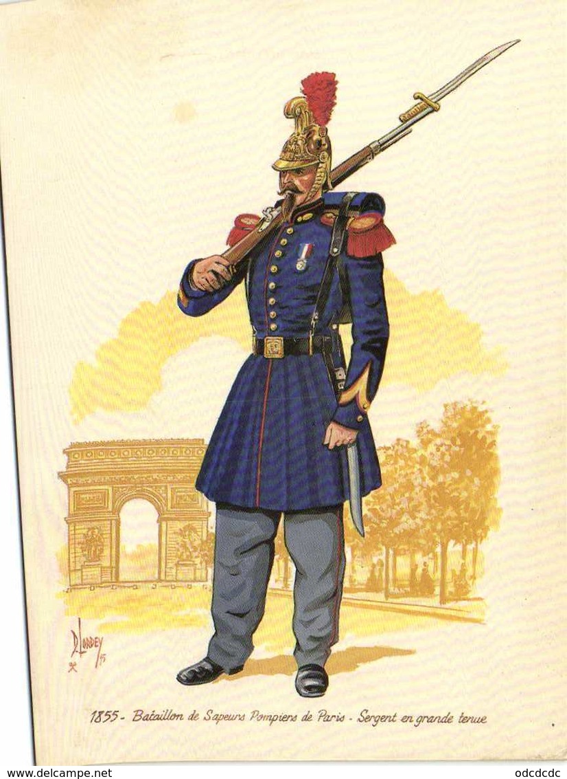 1855 Bataillon Des Sapeurs Pompiers De Paris Sergent En Grande Tenue RV - Sapeurs-Pompiers