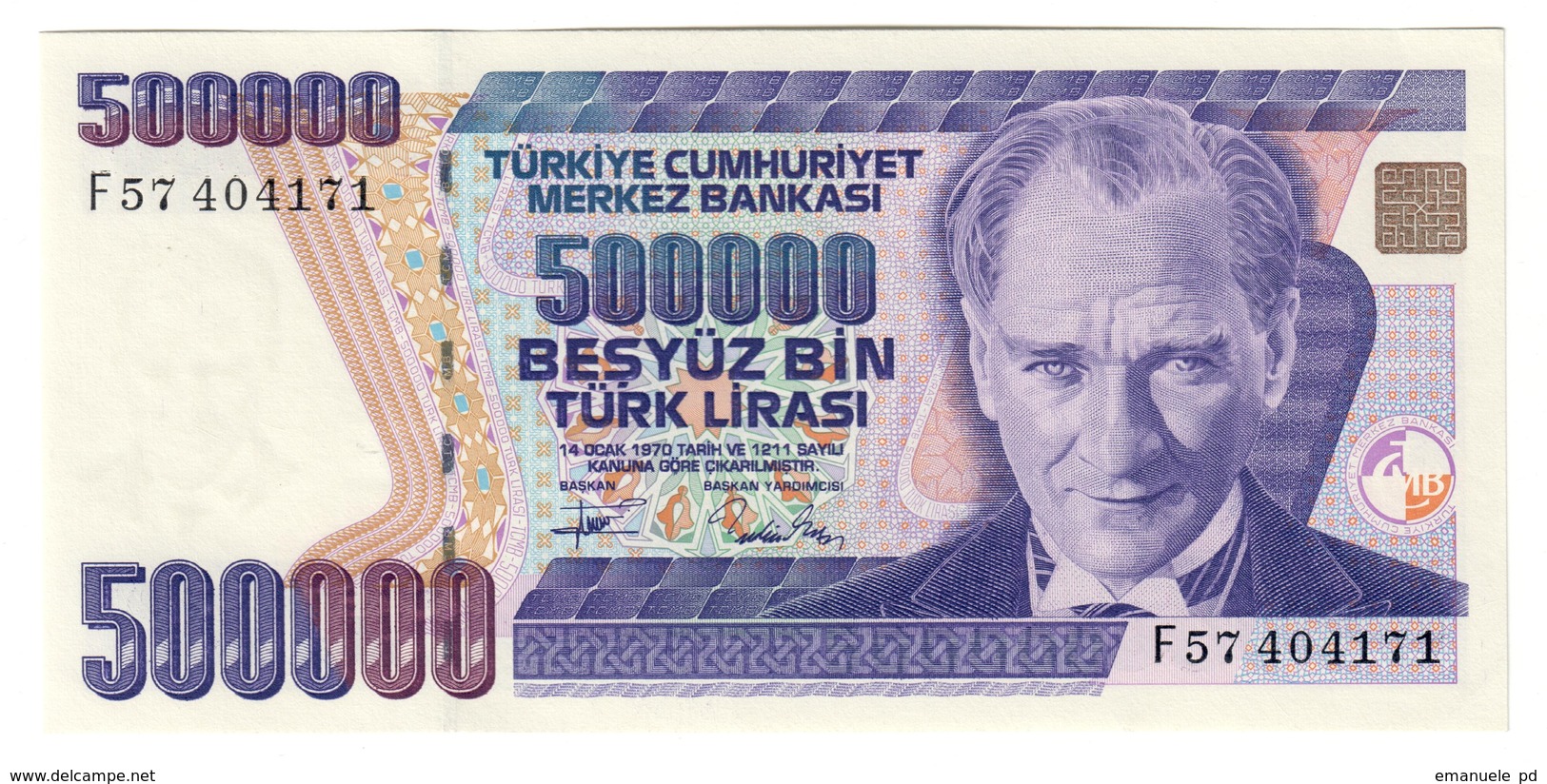 Turkey 500000 Lirasi 1993 UNC .C4. - Turchia