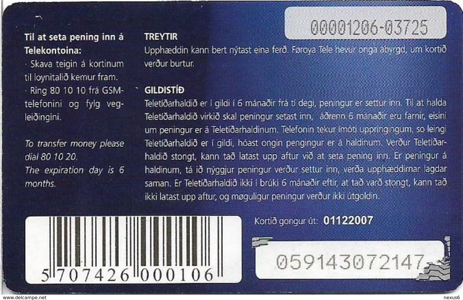 Faroe - Teledit - Woman And Man, Exp. 01.12.2007, GSM Refill 100Kr, Used - Färöer I.