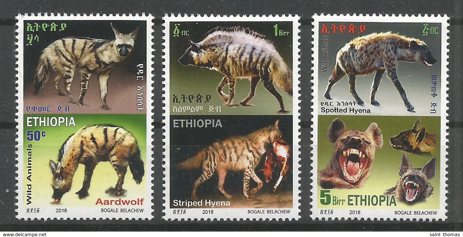 Ethiopie Ethiopia Série Complète NOUVELLE EMISSION 2019 NSC / MNH / ** Hyènes Faune Hyena Wild Animals - Ethiopie