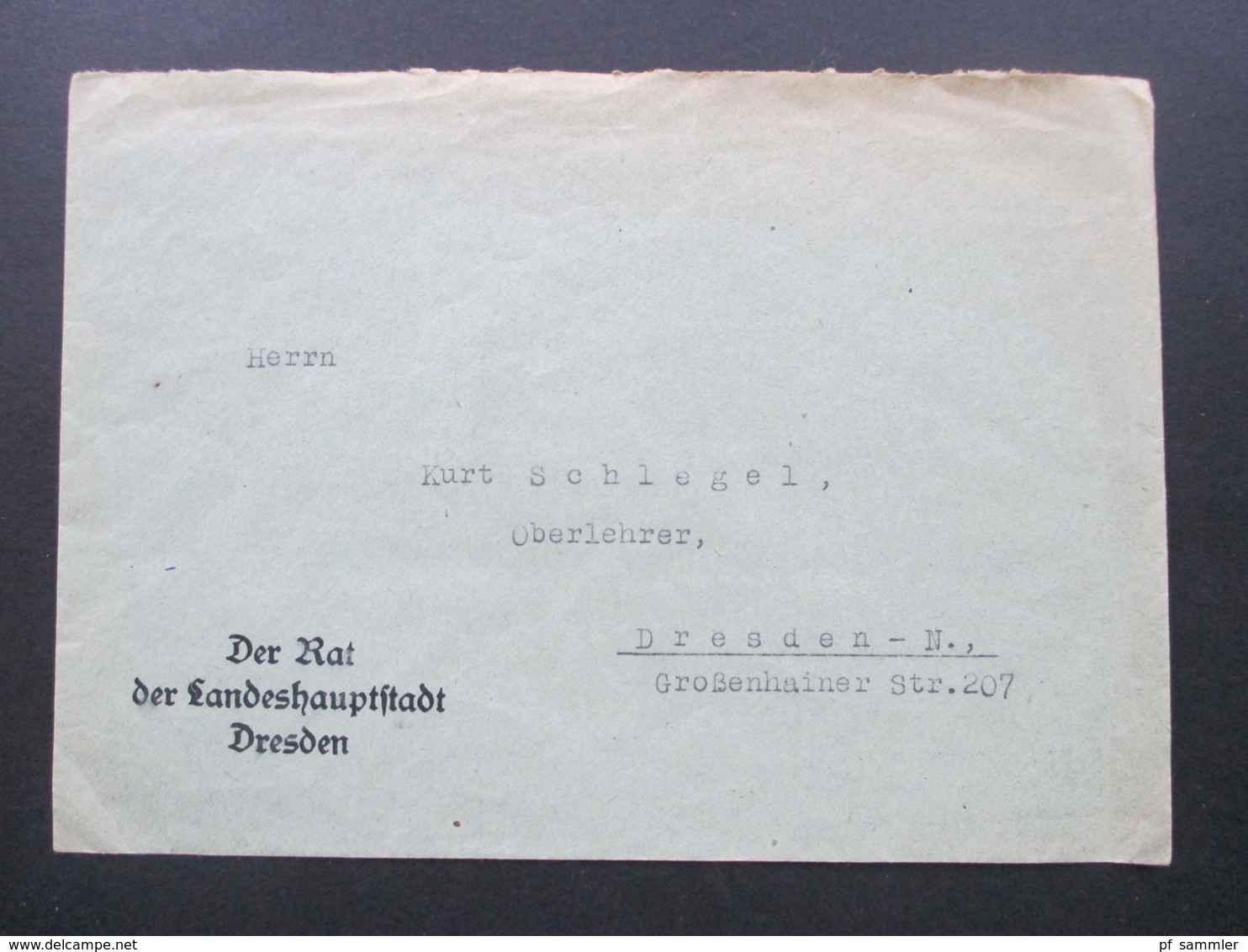 DR Ca. 1930er Jahre Brief Vom Rat Der Landeshauptstadt Dresden Mit Rückseitiger Vignette Schul - Amt - Briefe U. Dokumente