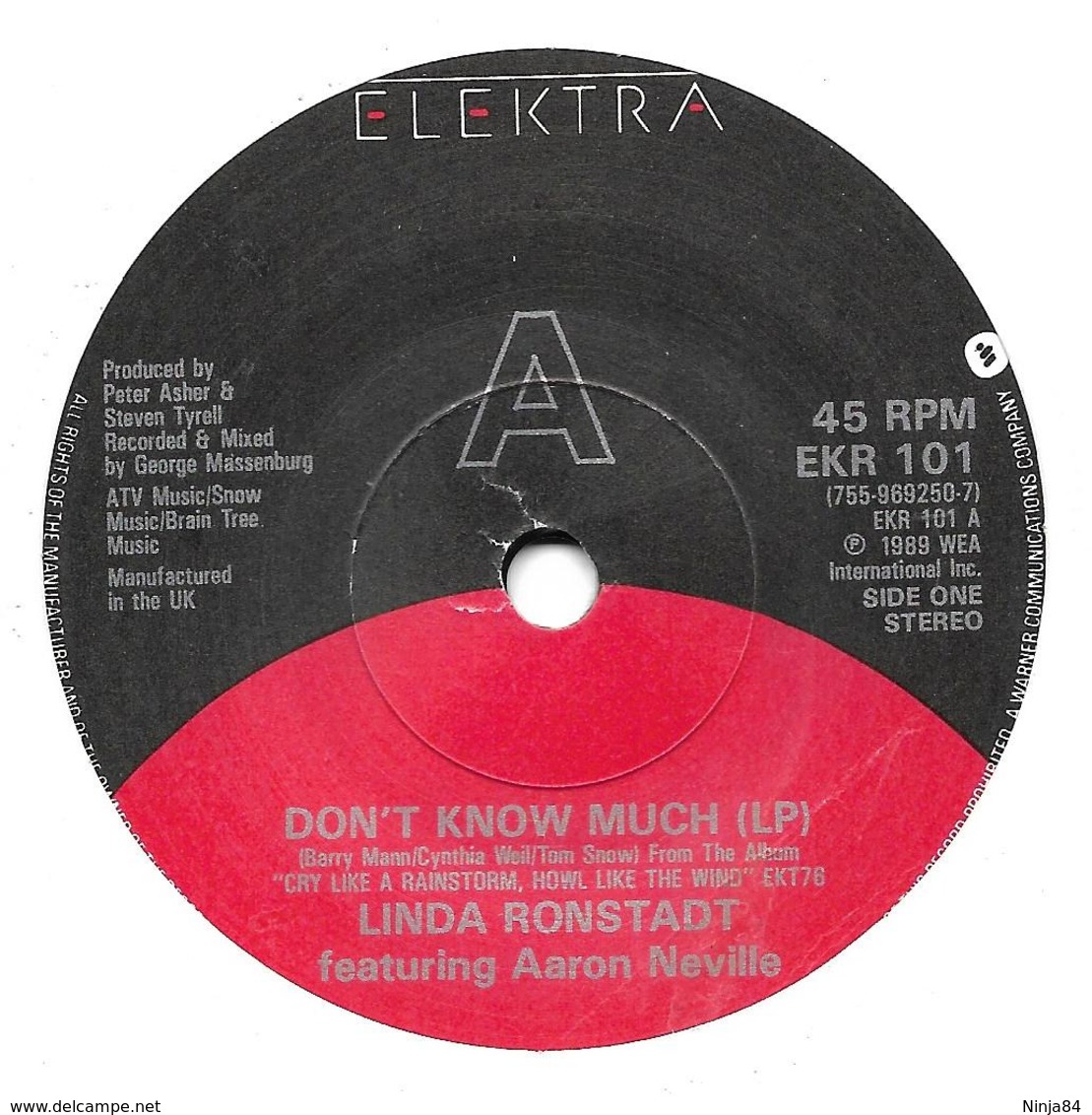 SP 45 RPM (7")   Linda Ronstadt   "  Don't Know Much  "  Angleterre - Rock