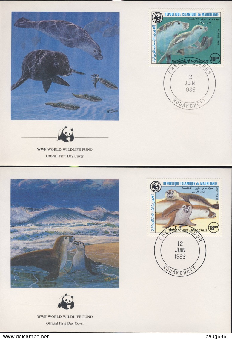 WWF  4 FDC 1986 MAURITANIE PHOQUES YVERT N°575/78 - FDC