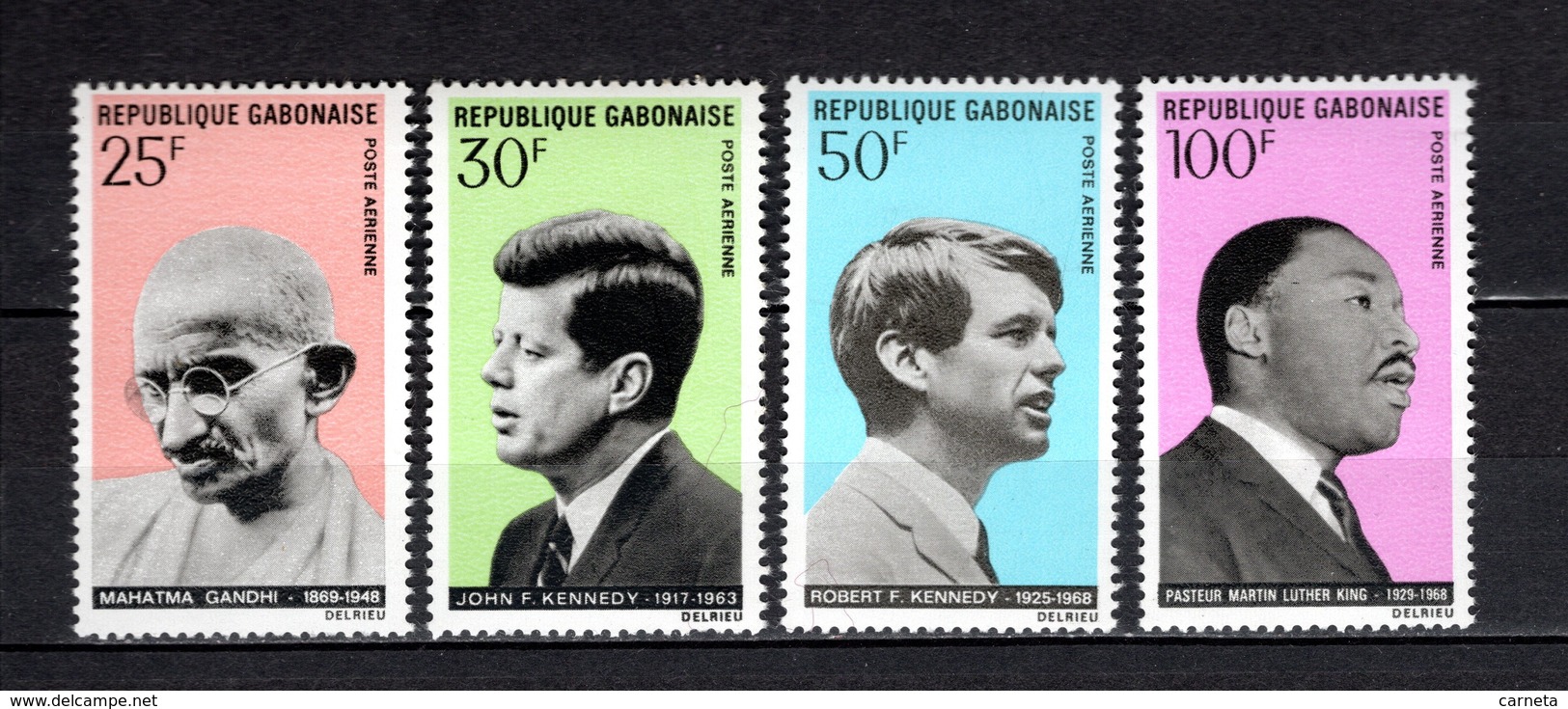 GABON PA N° 80 à 83  NEUFS SANS CHARNIERE COTE 6.00€  HOMMES CELEBRES GANDHI KENNEDY LUTHER KING - Gabun (1960-...)