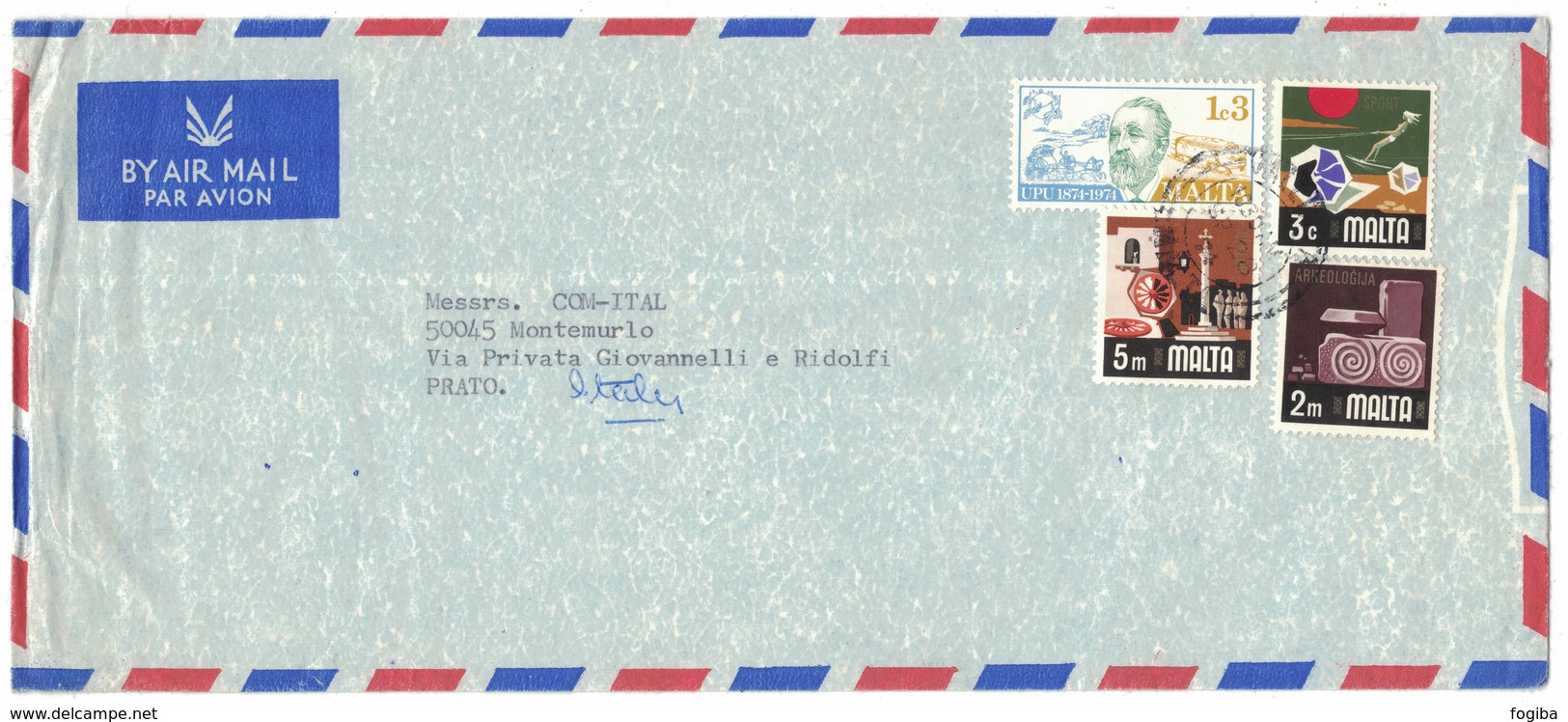 E72   Malta Air Mail Cover Sent To Italy 1974 - Malta