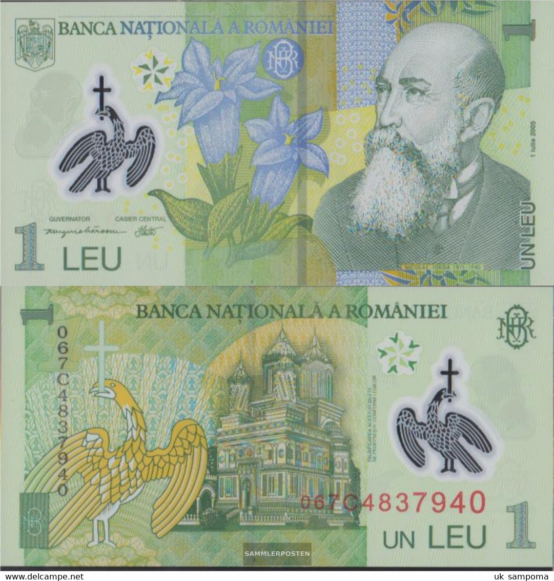 Romania Pick-number: 117b Uncirculated 2006 1 Leu (plastic) - Rumania