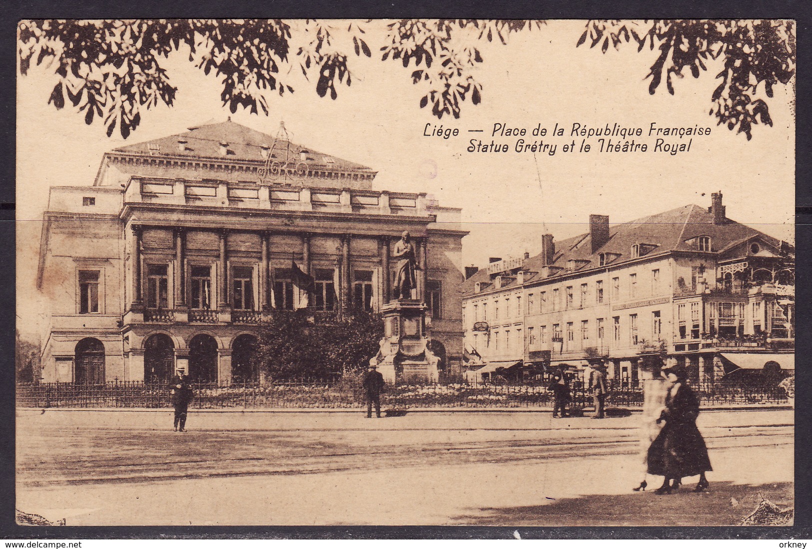 Liége  Place De La République Française Statue Grétry Et Le Théatre Royal - Liege