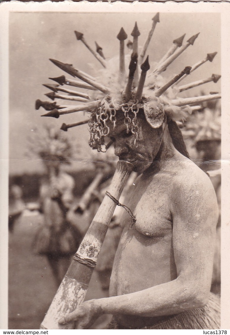 Oubangui AEF 140 Danseur Sakpwa Real Photo Pauleau Douala Homme Nu, Corne, Coiffure - Centraal-Afrikaanse Republiek