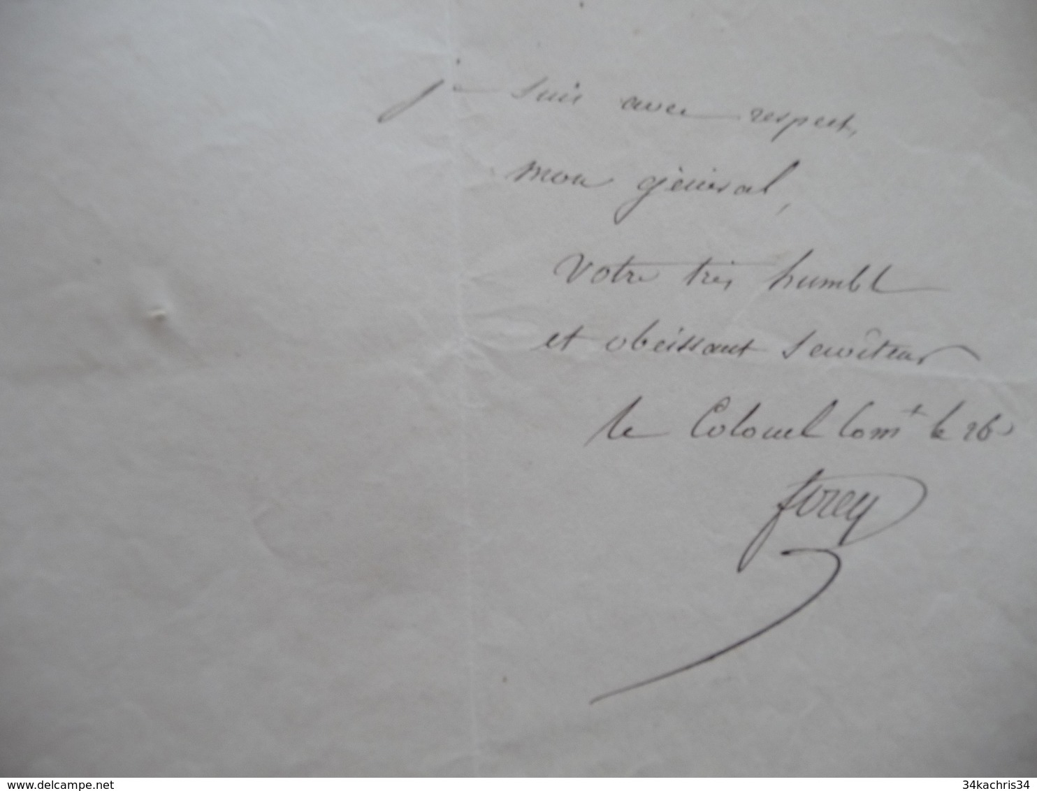 LAS Autographe Elie Frédéric Forey Maréchal De France 1804/1872 Paris 17/10/1846 Sanctions Pour Un Officier Miller - Autres & Non Classés