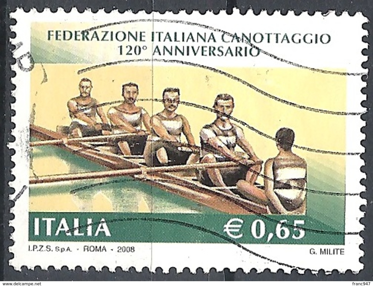 Italia, 2008 Canottaggio 0.65 €. # Sassone 3024 - Michel 3233 - Scott 2864  USATO - 2001-10: Usati