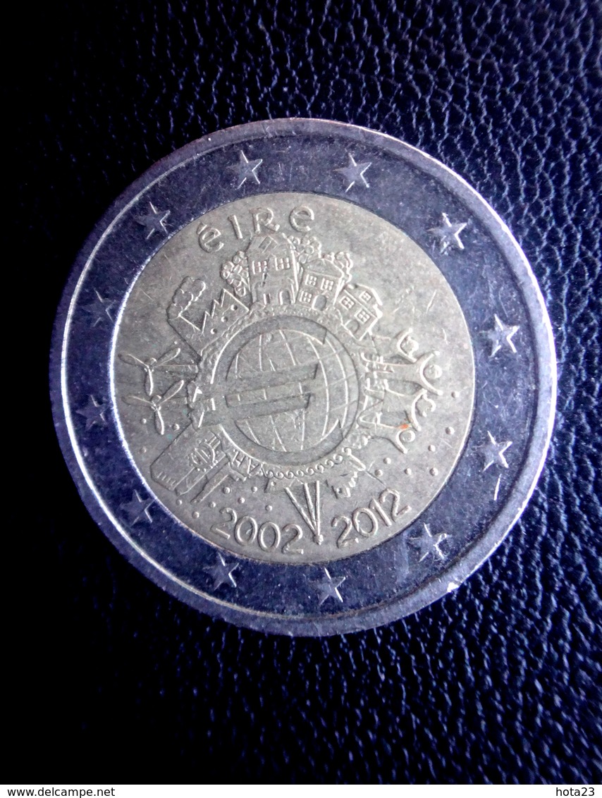 IRELAND REPUBLIC, 2 Euro, Eiro Coinage, 10th Anniversary, 2012 CIRCULEET  COIN - Ierland