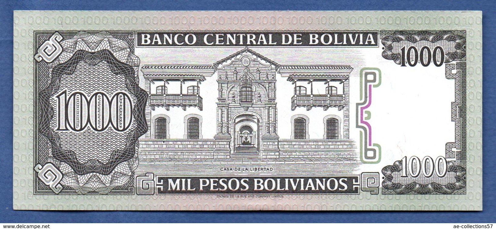 Bolivie  - 1000 Pesos  1982   - Pick # 167  -  état  UNC - Bolivie