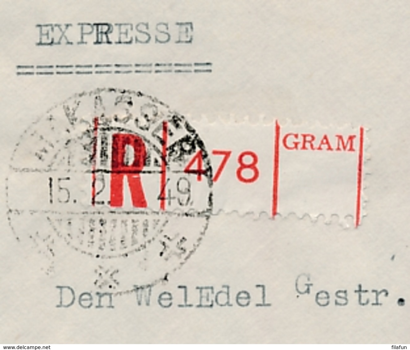 Nederlands Indië - 1949 - 105 Cent Frankering Met Indonesia Op ExpressR-cover Van Makasser Naar Bussum - Naamloze Strook - Nederlands-Indië