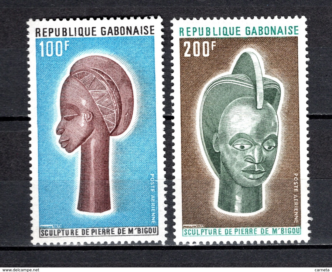 GABON PA N° 141 + 142  NEUFS SANS CHARNIERE COTE 6.50€  ART SCULPTURE - Gabon (1960-...)