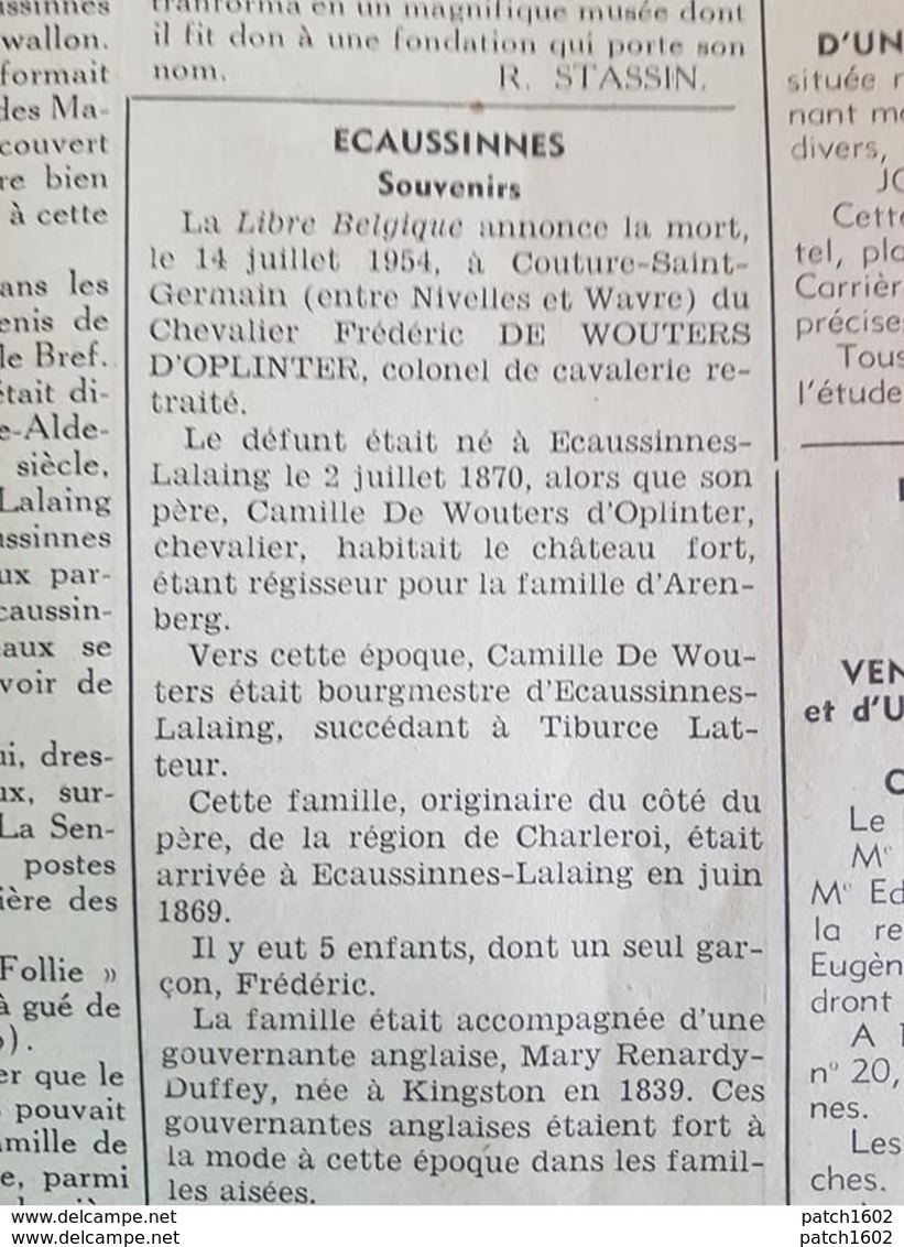 Ecaussinnes,braine le comte ,soignies  :2 numéros le (4) 31/07/1954 et (10) 11/09/1954 journal senne sennette samme