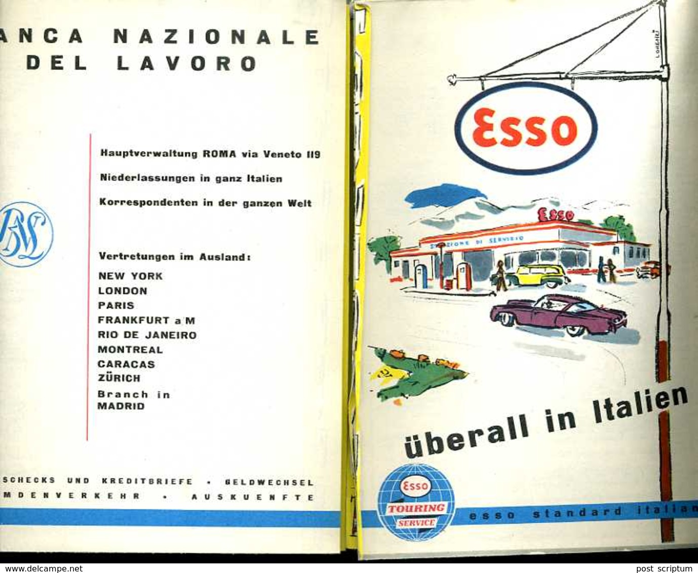 Vieux Papiers - Dépliant En Allemand Avec Carte De L'Italie - ItalienReise -1960 - Doc Banca Nazionale Del Lavaro - Esso - Cartes Routières