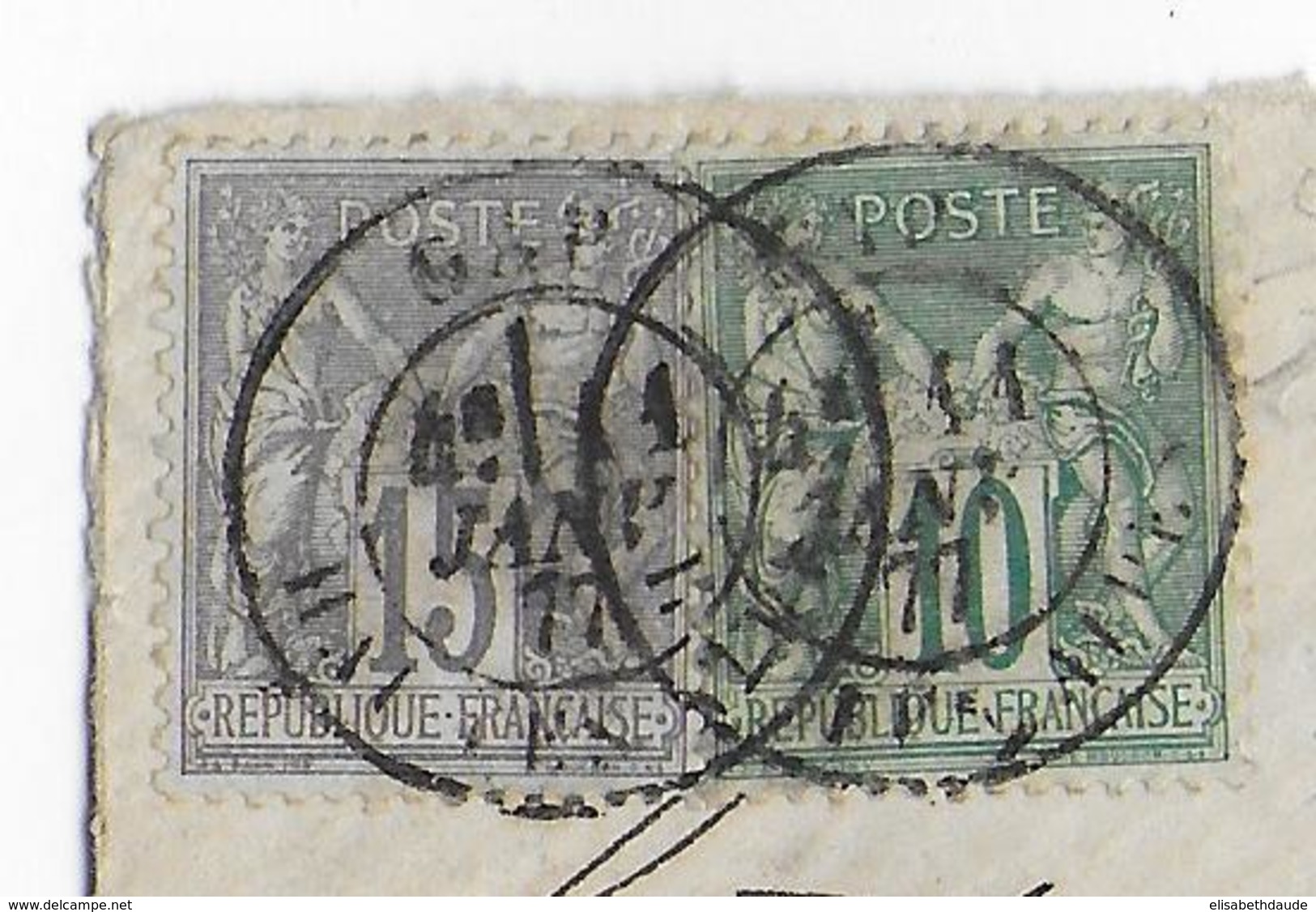 1877 - SAGE N/B YVERT N° 65 + 77 (N/U) Sur ENVELOPPE PETIT FORMAT De GAP (HAUTES ALPES) => GRENOBLE - 1876-1878 Sage (Type I)