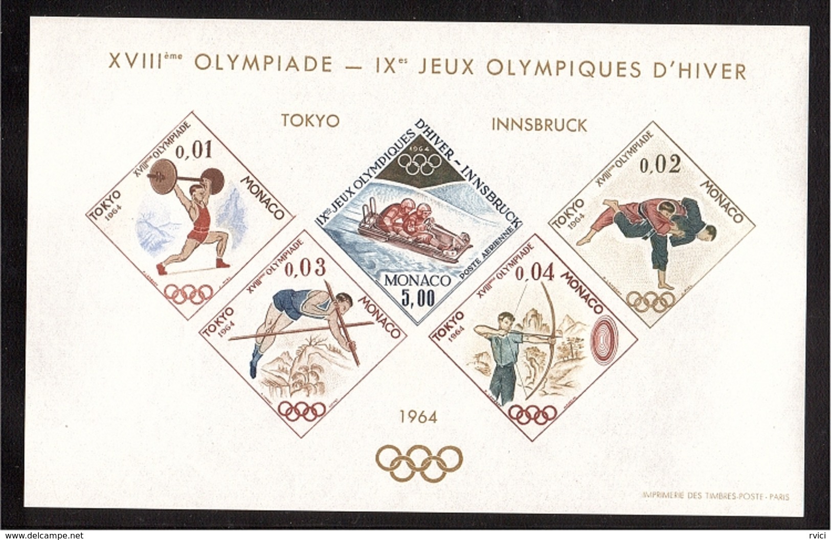 MONACO Bloc Spécial J.O. O.G. 1964 TOKYO € 915.00 ** - Blocs