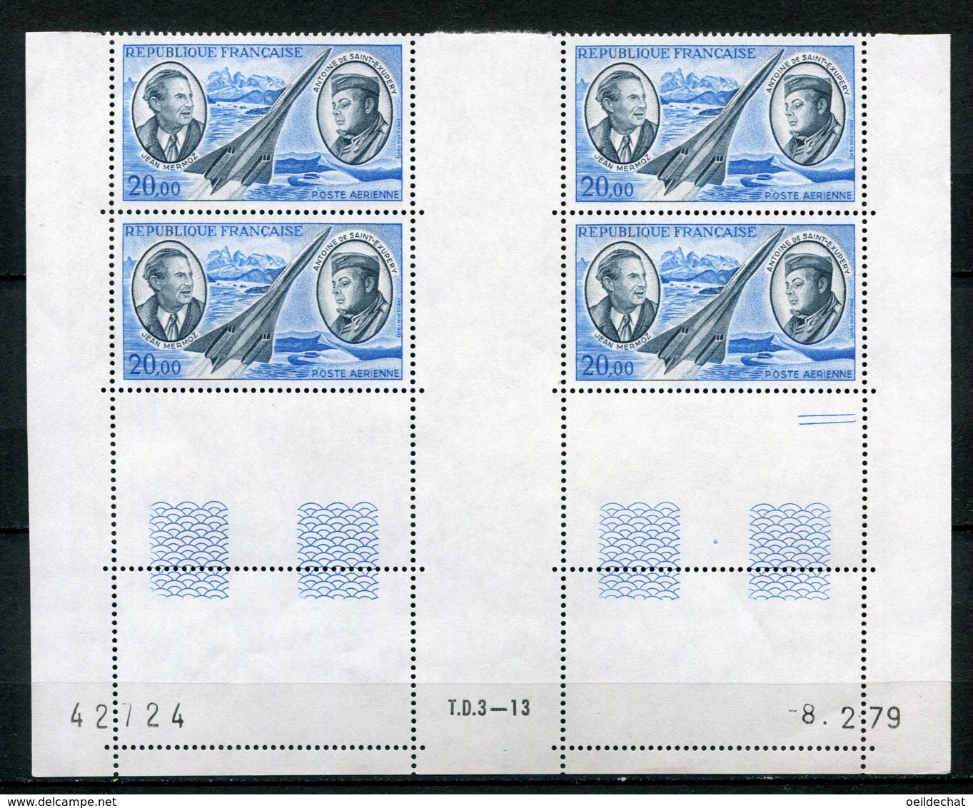 12424 FRANCE  PA 44 ** 20F Mermoz Et Saint-Exupéry   C.D Du 8.2.79    TB/TTB - Luftpost