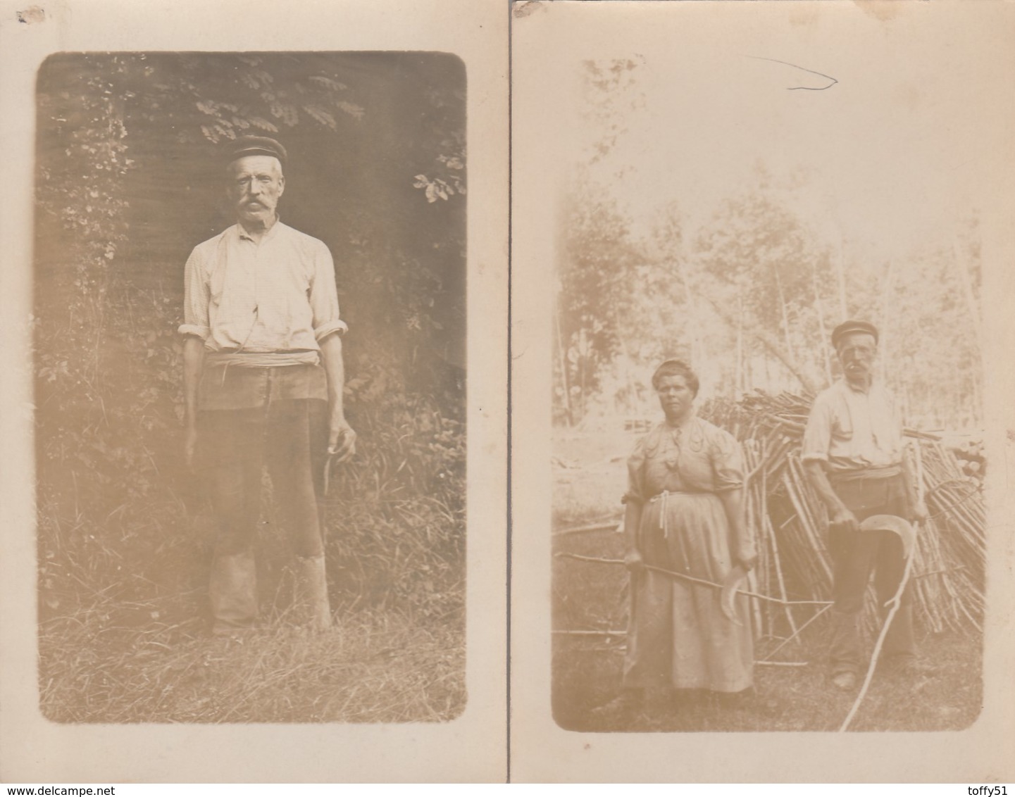 2 CARTE PHOTO:COUPLE  AVEC SERPES  COUPANT BOIS DANS LA FORÊT ,PORTRAIT HOMME SAINT GERMAIN EN LAYE (78) - St. Germain En Laye