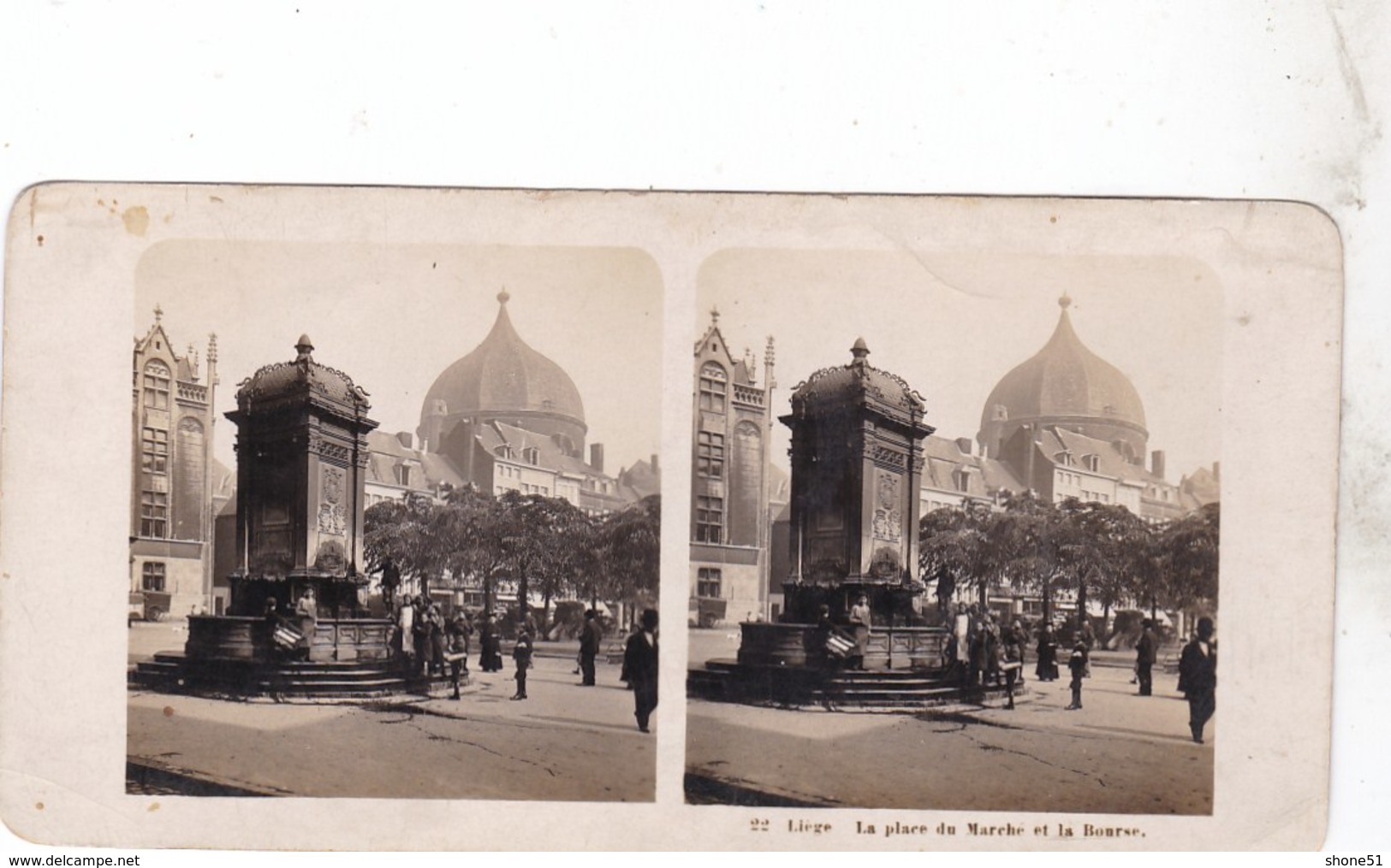 FRANCE - LIEGE La Place Du Marche Et La Bonrse - Photos Stéréoscopiques