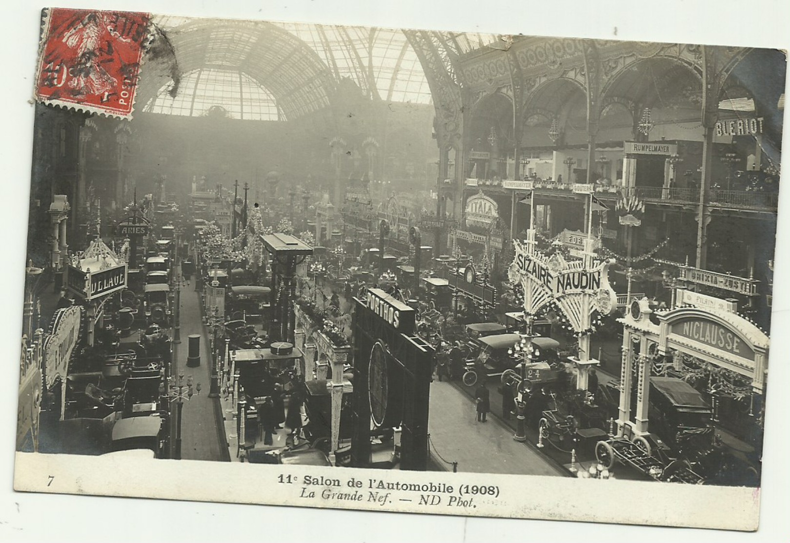 BELLE CARTE PHOTO  PARIS 11e Salon De L'Automobile (1908) La Grande Nef (Eclairage électrique) - Autres & Non Classés