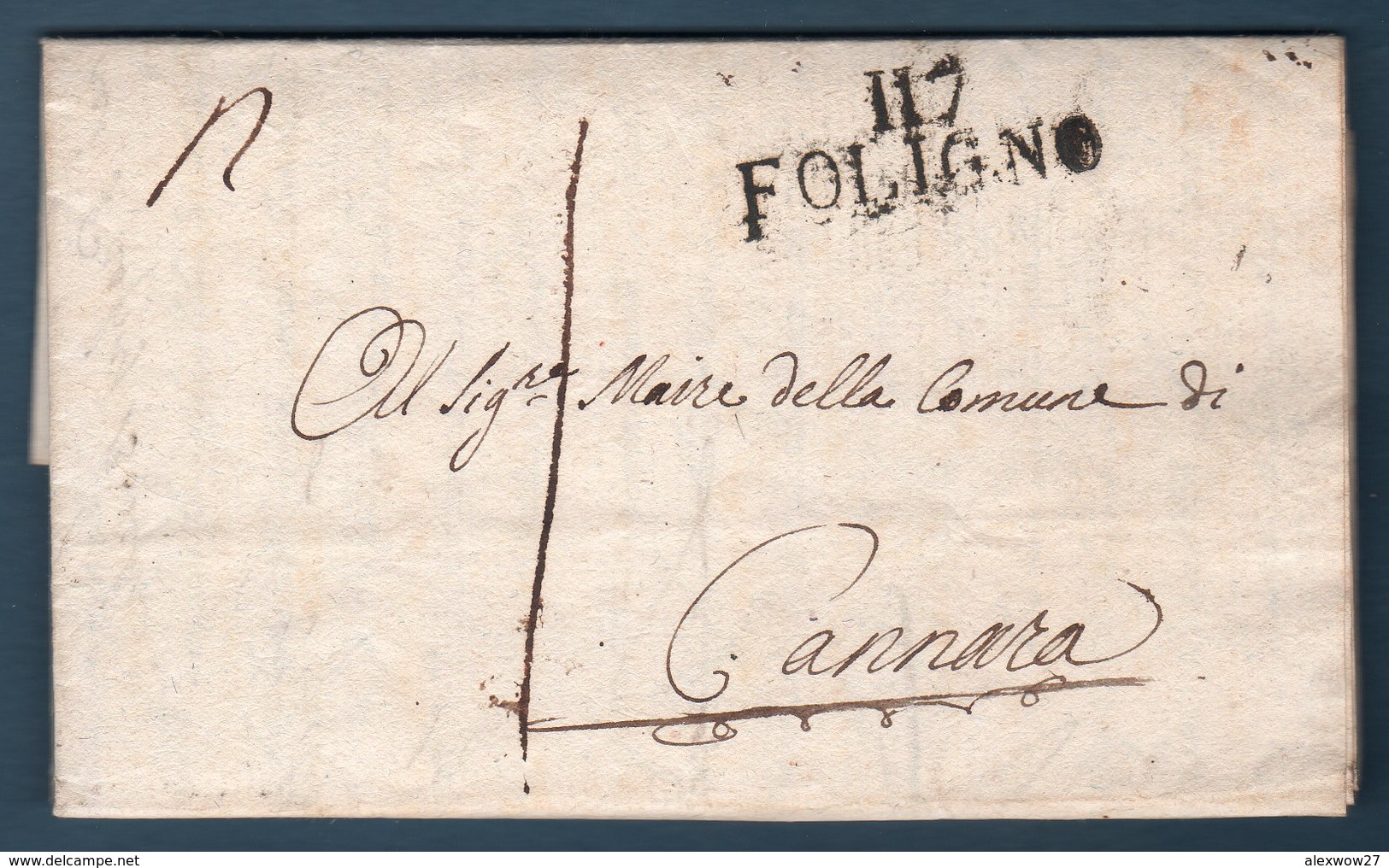 Prefilatelica  Da Foligno Per Cannara - 1. ...-1850 Prefilatelia