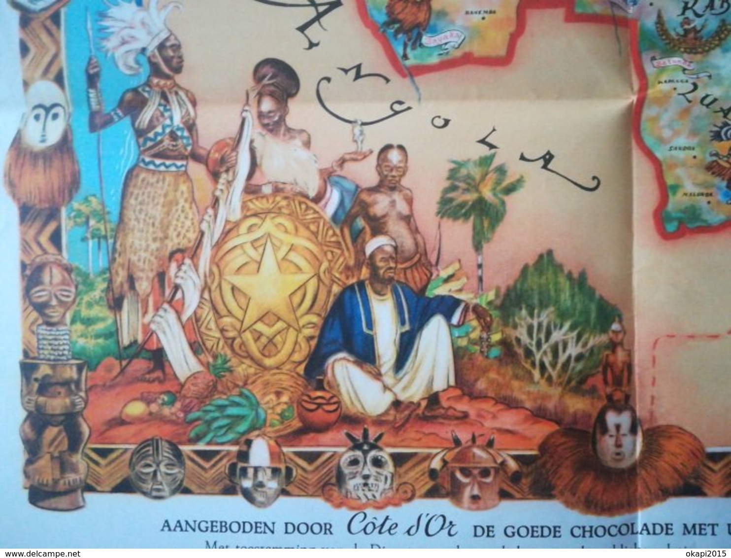 Etnografische Kaart Belgisch Congo Publicité Chocolat Côte D 'Or Vieux Papiers Cartes Carte Congo Belge Colonie Belgique - Cartes Géographiques