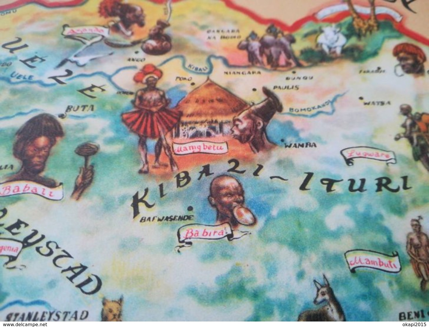 Etnografische kaart Belgisch Congo publicité Chocolat Côte D 'Or vieux papiers cartes carte Congo Belge colonie Belgique
