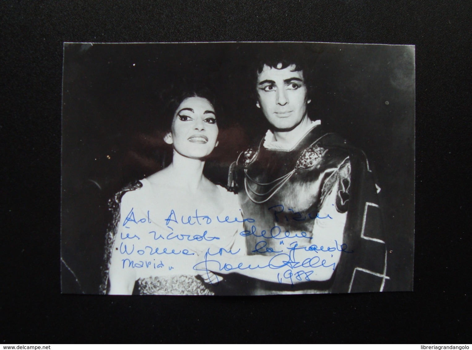 Autografo Franco Corelli Tenore Fotografia Originale Con Maria Callas Norma 1988 - Autres & Non Classés