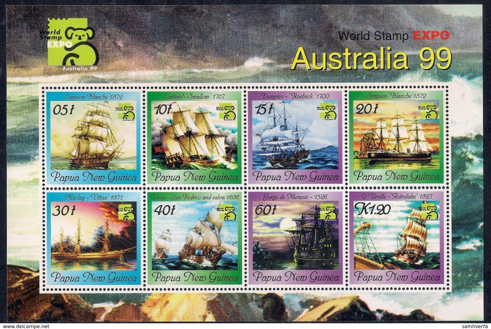 Papua New Guinea 1999 - Nternational Stamp Exhibition Australia '99 - Melbourne, Australia - Ships Mint - Papúa Nueva Guinea