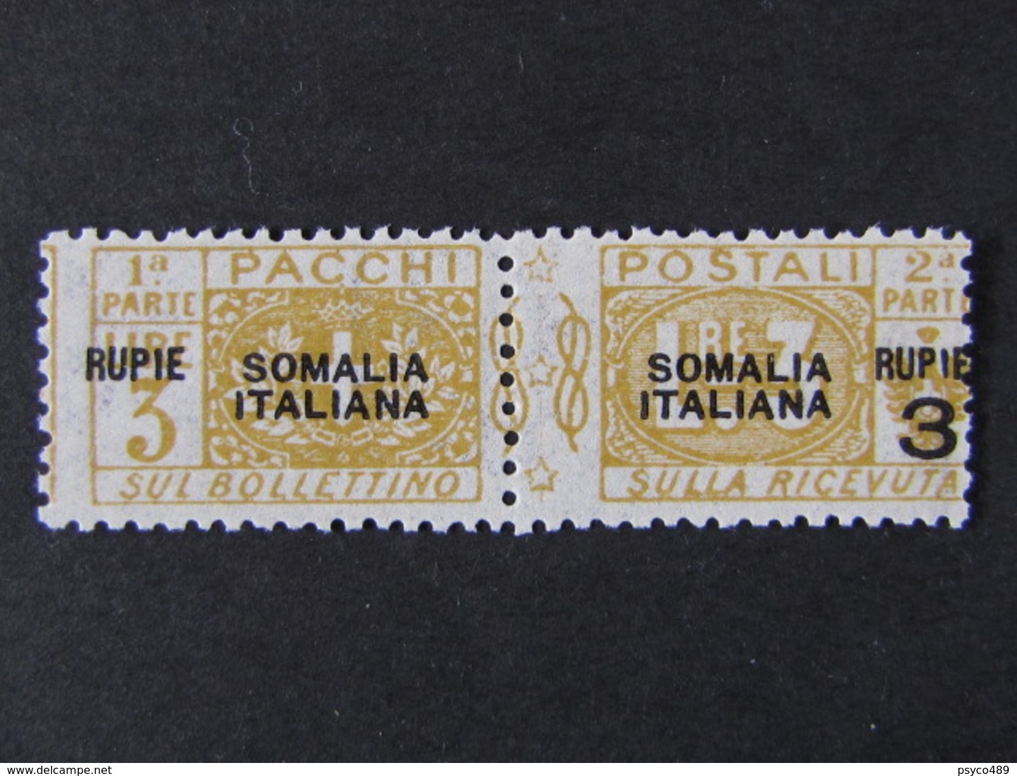 ITALIA Colonie Somalia Pacchi -1923- "Nodo" R. 3 Su 3 MH* (descrizione) - Somalia