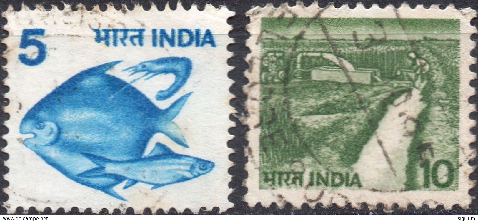 INDIA 1982 - ANIMALI, PESCI + IRRIGAZIONE - 2 VALORI USATI - Usati