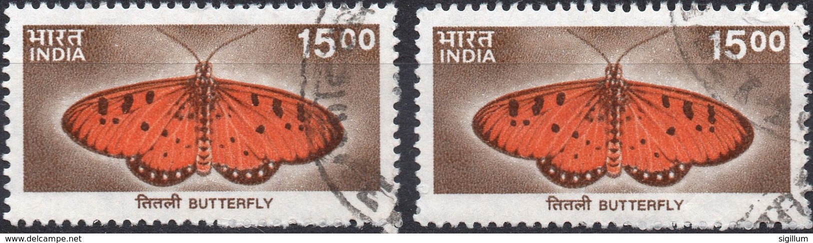 INDIA 2000 - ANIMALI, FARFALLE - 2 VALORI USATI - Usati